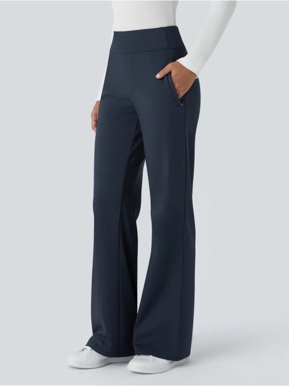 Halara Flex™ DayStretch Mid Rise Side Zipper Pocket Work Flare Pants
